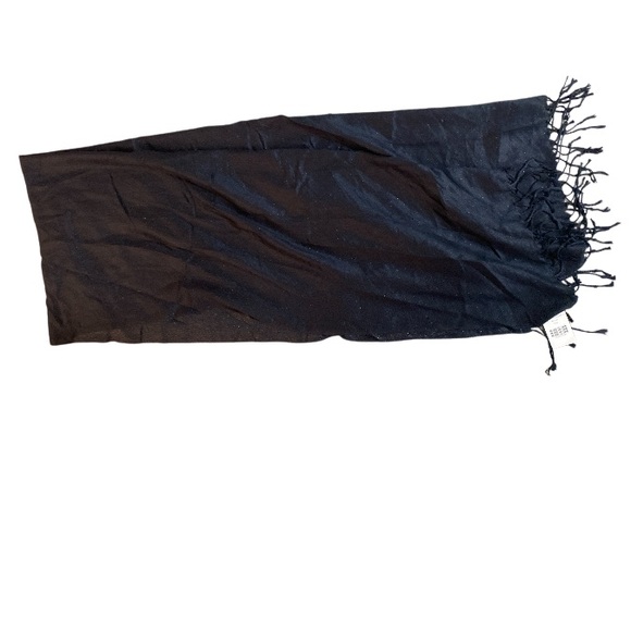 The Paper Store Women’s Pashmina Midnight Blue Glitter Fringe Scarf - One Size - Picture 2 of 6